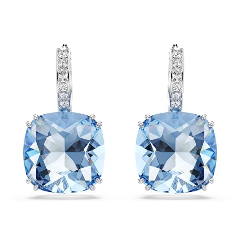 Detalle 2 de Swarovski Millenia Pendientes Colgantes Talla Cojín en Azul con Baño de Rodio