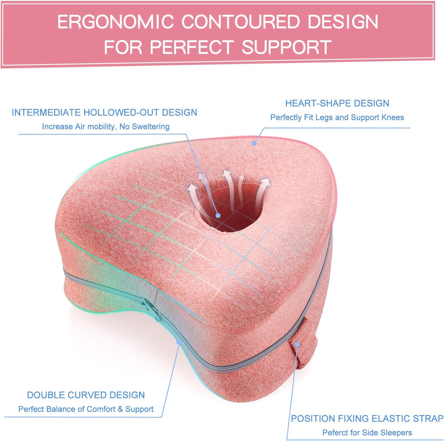 Thumbnail 2 de BEAUTRIP Leg Pillow ergonomic side-sleeping knee support with memory foam and strap