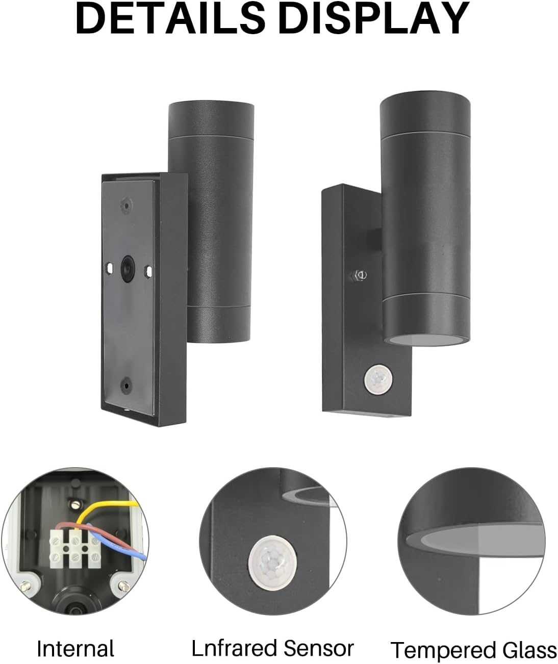 Thumbnail 2 de PIR Outdoor Wall Lights IP65 Up and Down with Motion Sensor, Anthracite (Mains Powered, GU10) – 1 Pack