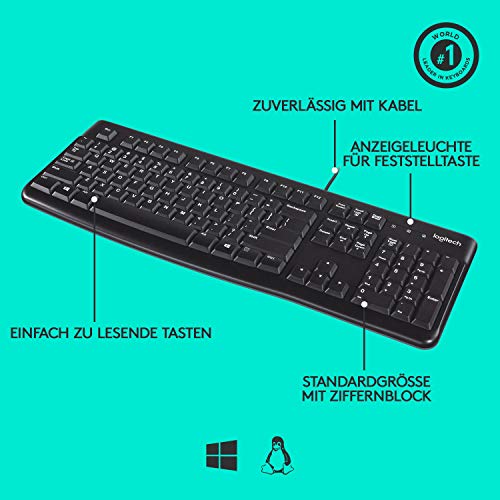 Detalle de Logitech K120 kabelgebundene Business-Tastatur für Windows und Linux