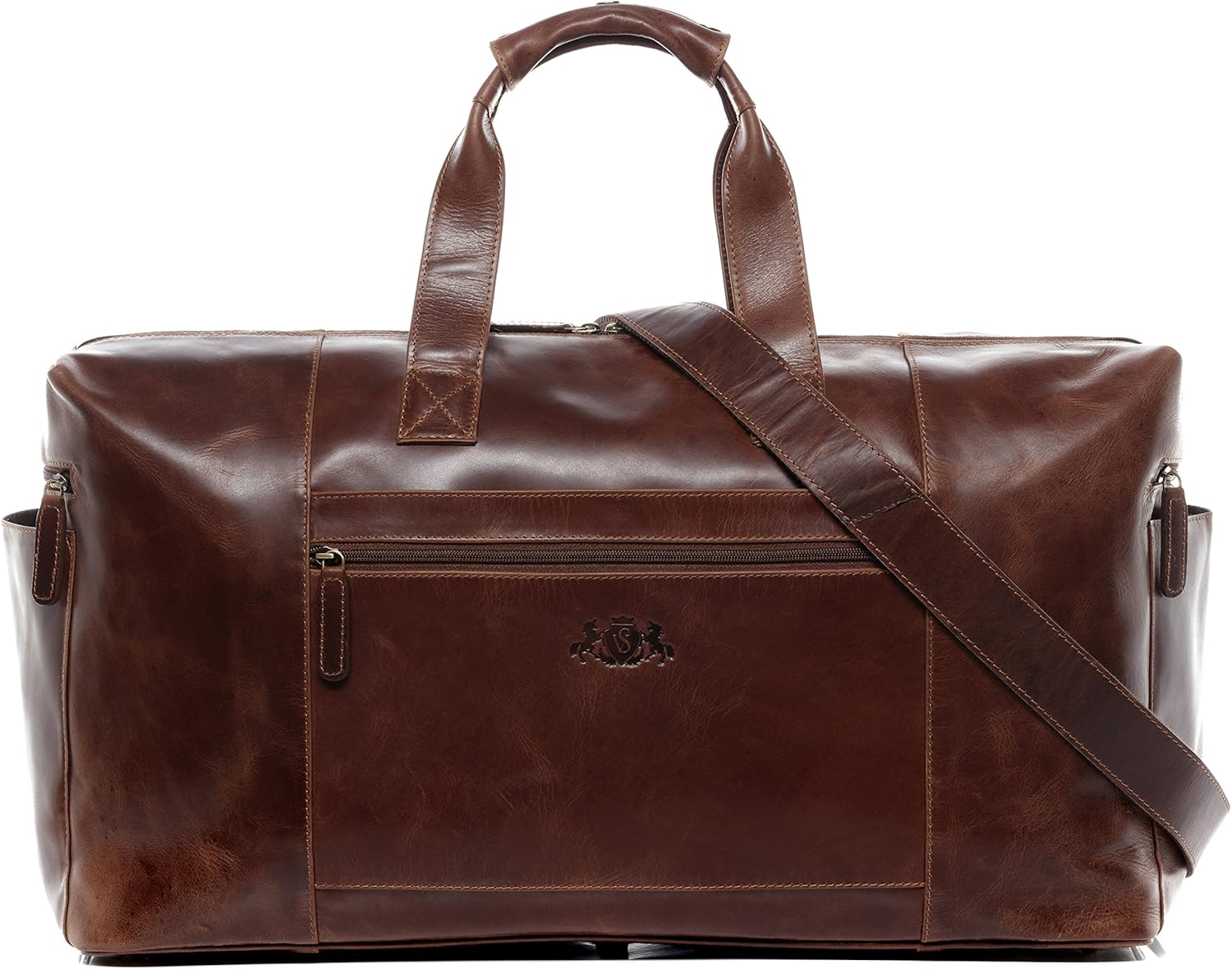 Detalle de SID & VAIN Bristol XL Reisetasche aus echtem Leder – Handgefertigt, groß & vielseitig