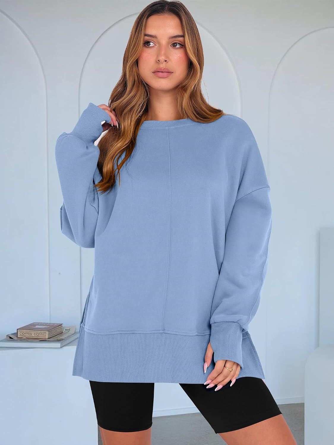 Detalle 2 de ANRABESS Oversized Women's Hoodie thumbhole long sleeve