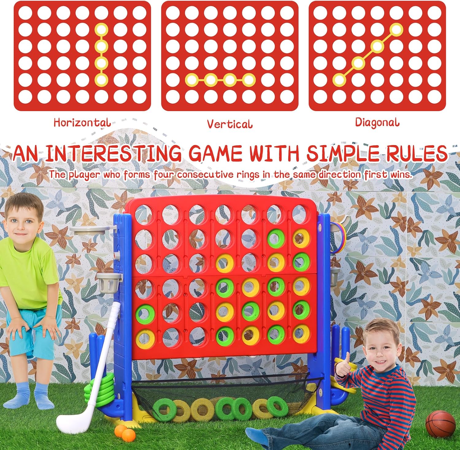 Detalle 1 de HAPPYMATY Giant 4 in A Row Game set