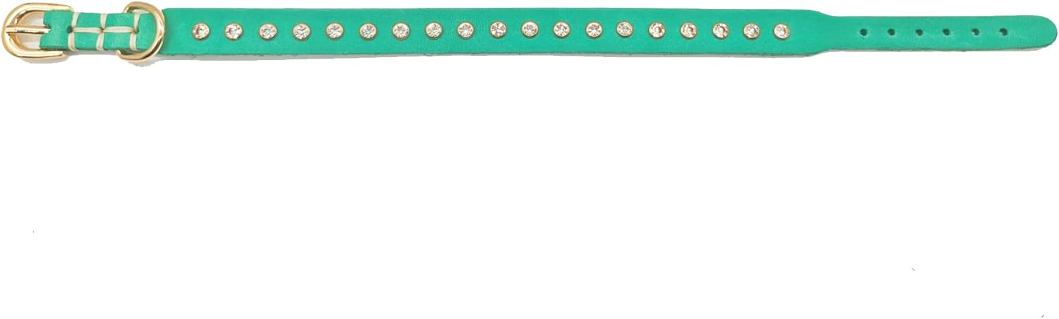 Detalle 2 de YUDOTE Genuine Green Leather Dog Collar 27.5-33cm