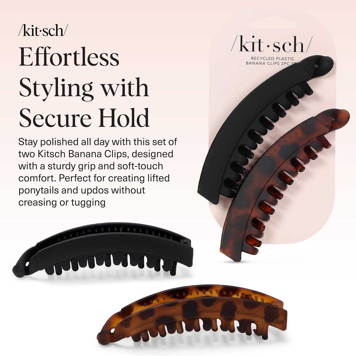 Detalle 2 de Kitsch Banana Hair Clips in Recycled Plastic