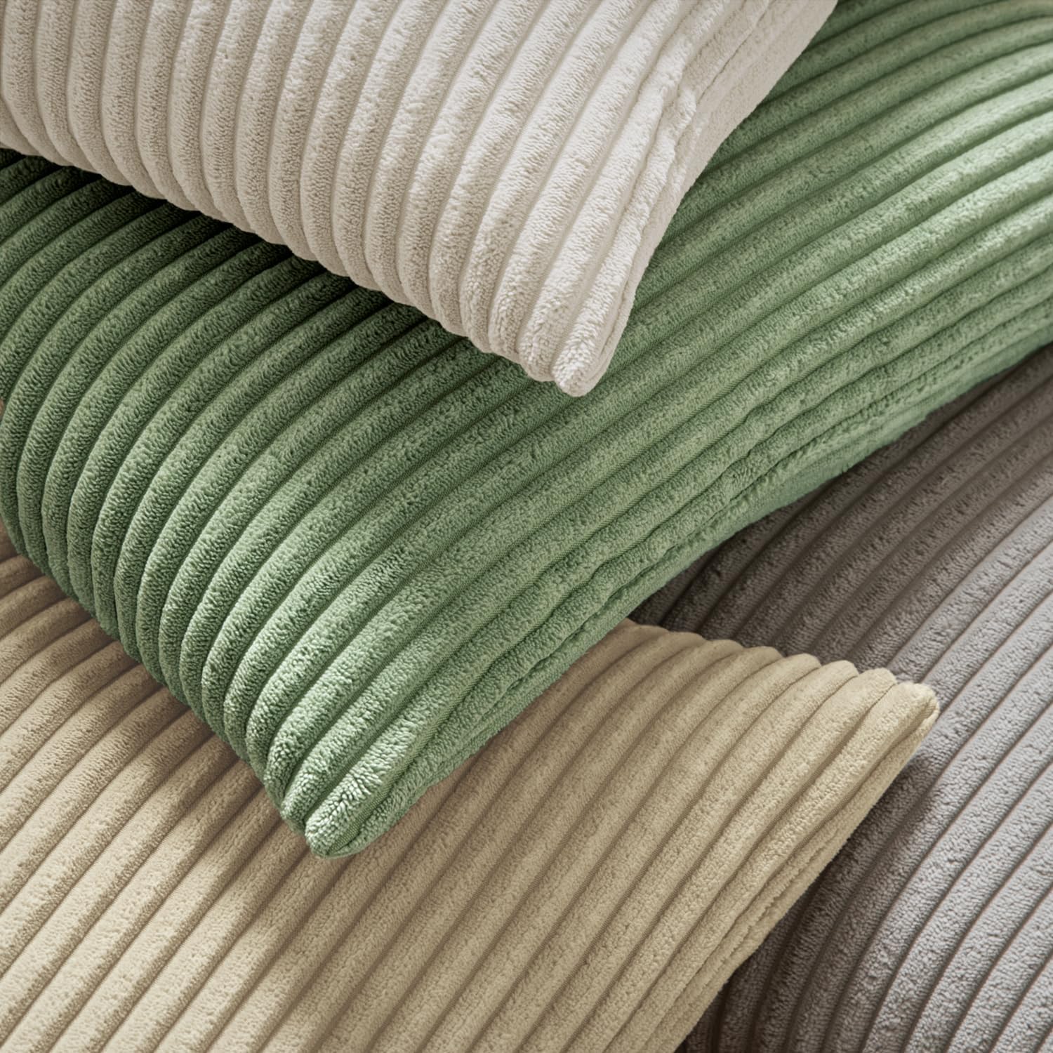 Detalle de MIULEE Kissenbezug aus Kordsamt (Kissenhülle) 50x50 cm, Bohnengrün, 2er-Set