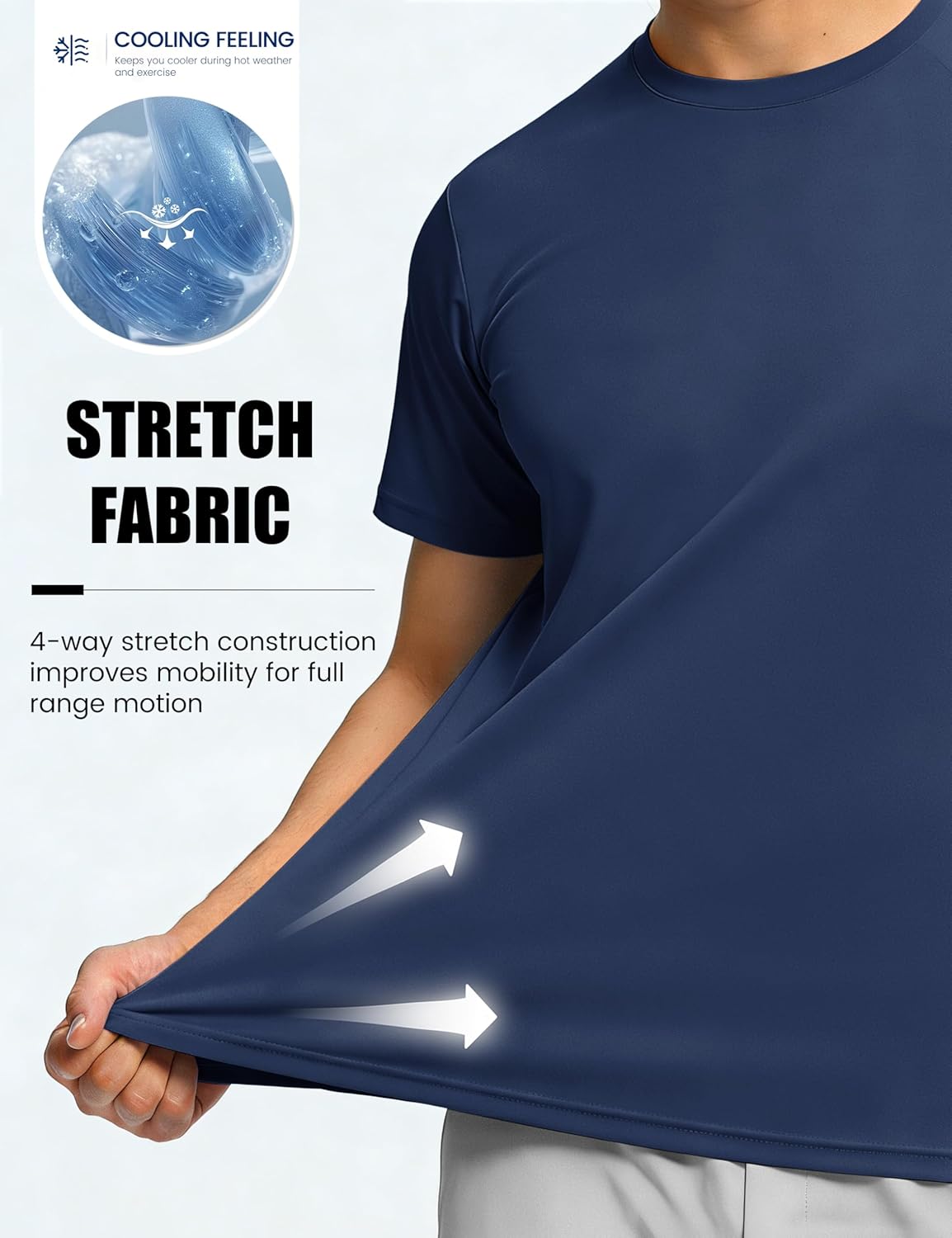 Detalle de TACVASEN Herren UV-Schutz T-Shirts UPF 50+ Kurzarm – Funktionalität trifft Sonnenschutz