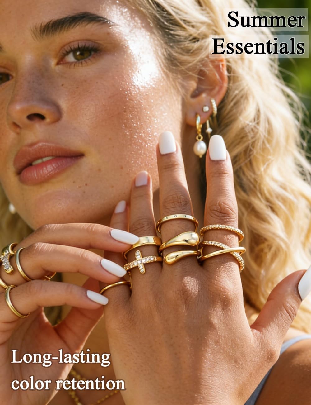 Detalle de iF YOU Gold-Plated Ring Set, Size 4.5–10