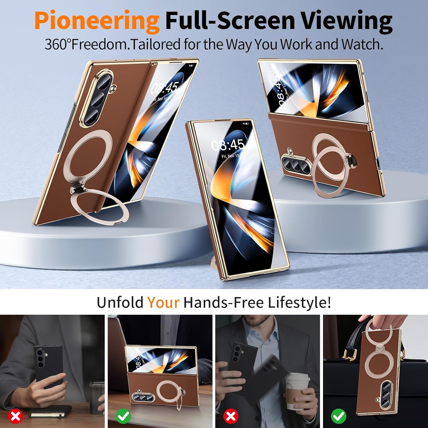 Thumbnail 1 de YOOVEI Galaxy Z Fold 7 leather case with kickstand
