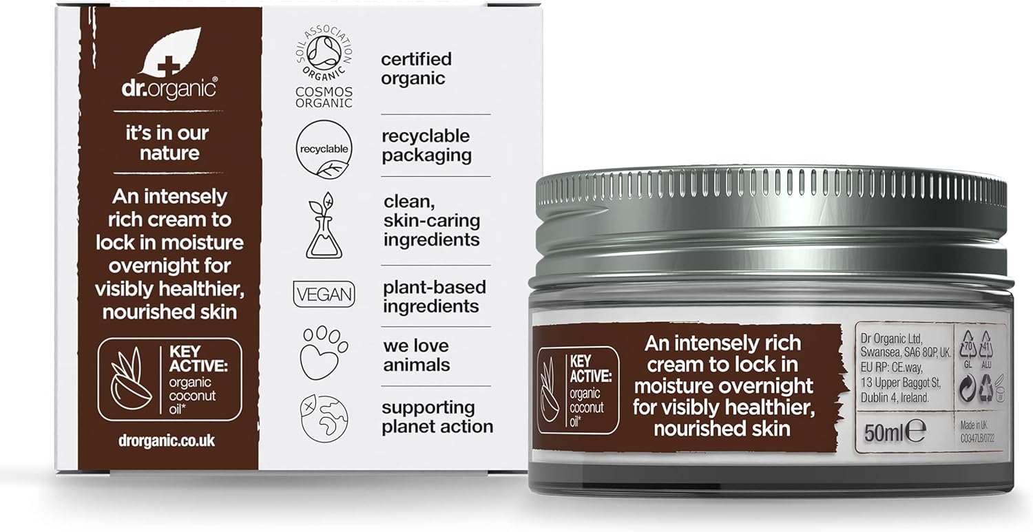Thumbnail 2 de Dr. Organic Crema Noche Coco Orgánico 50 ml 🌙