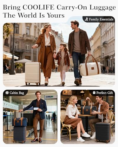 Thumbnail 7 de COOLIFE Cabin Suitcase 55x35x20cm — Ryanair Cabin Bag with TSA Lock, ABS+PC Shell