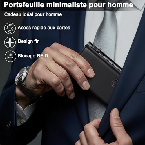 Detalle de TENBST Portefeuille pour Homme – Épuré, ultra-plat et polyvalent