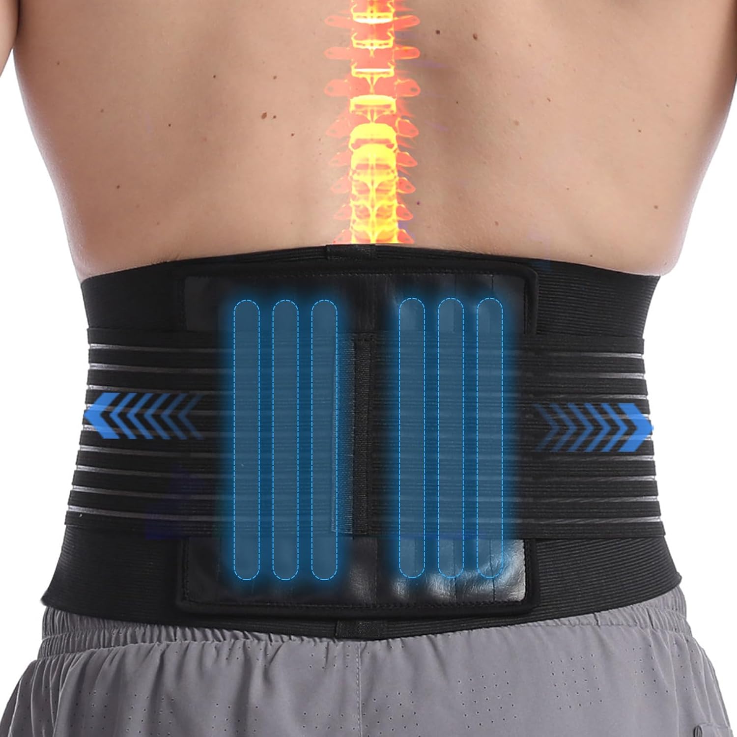 Detalle de Paskyee P488 Back Brace with Six Support Stays and Breathable Mesh