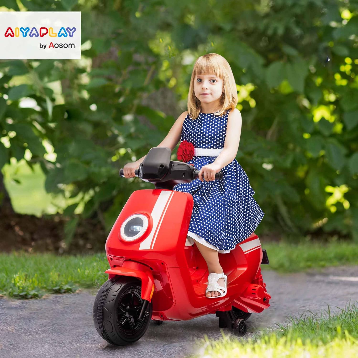 Thumbnail 1 de AIYAPLAY Scooter électrique Enfants Moto Porteur 6 V Rouge (18–36 mois) — Petit bolide sûr et musical