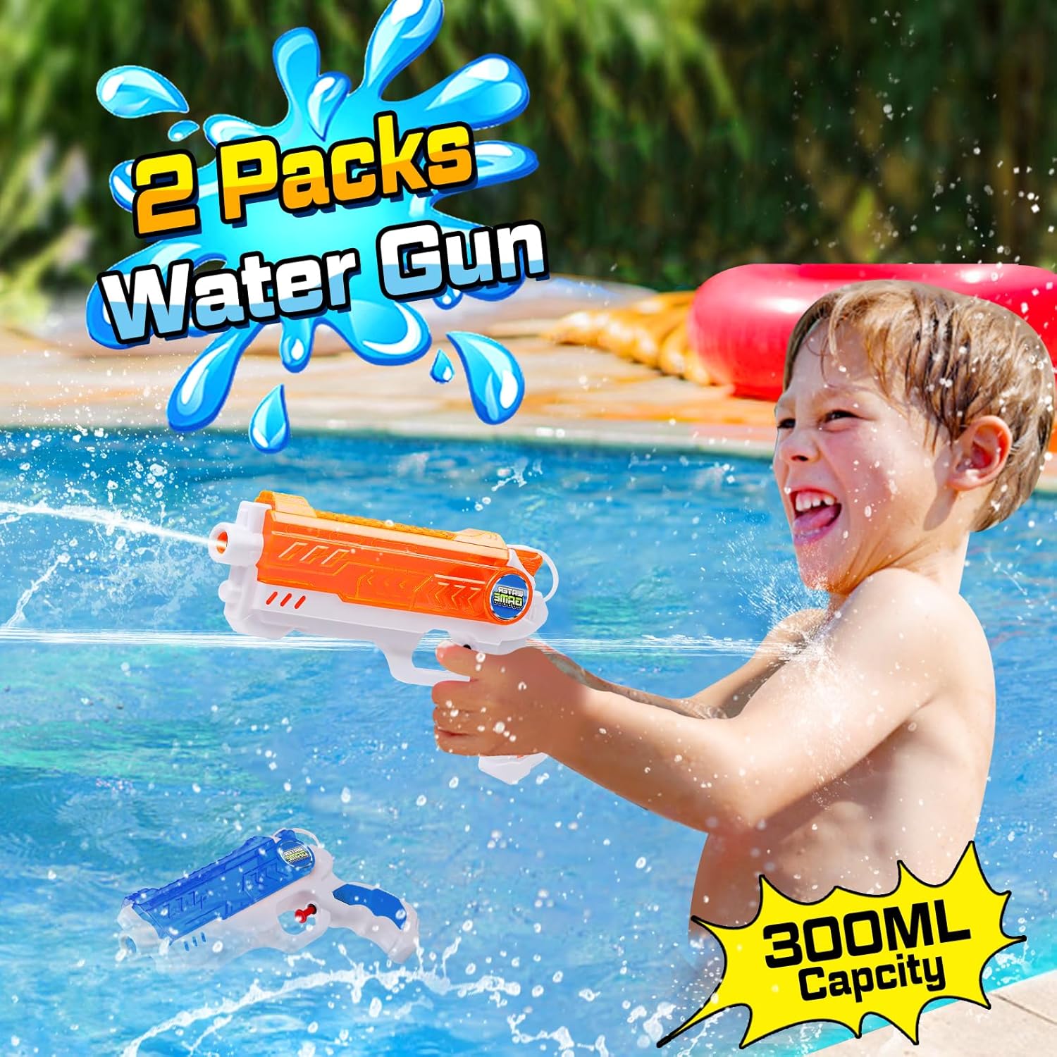 Thumbnail 1 de Quanquer 2 Pack Water Guns for Kids — 300cc Squirt Blaster with Trigger
