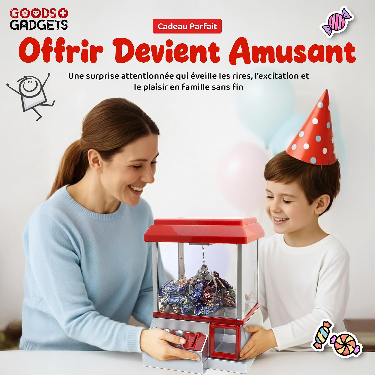 Detalle 2 de GOODS+GADGETS 19873592 Candy Grabber-snoepgrijpmachine, rood