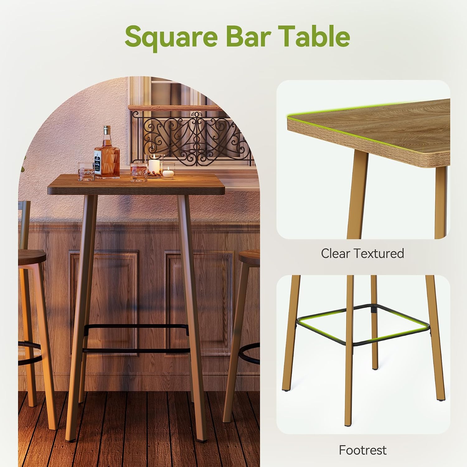 Detalle de LITTLE TREE Bar Table and Chair Set, 39.4-inch height