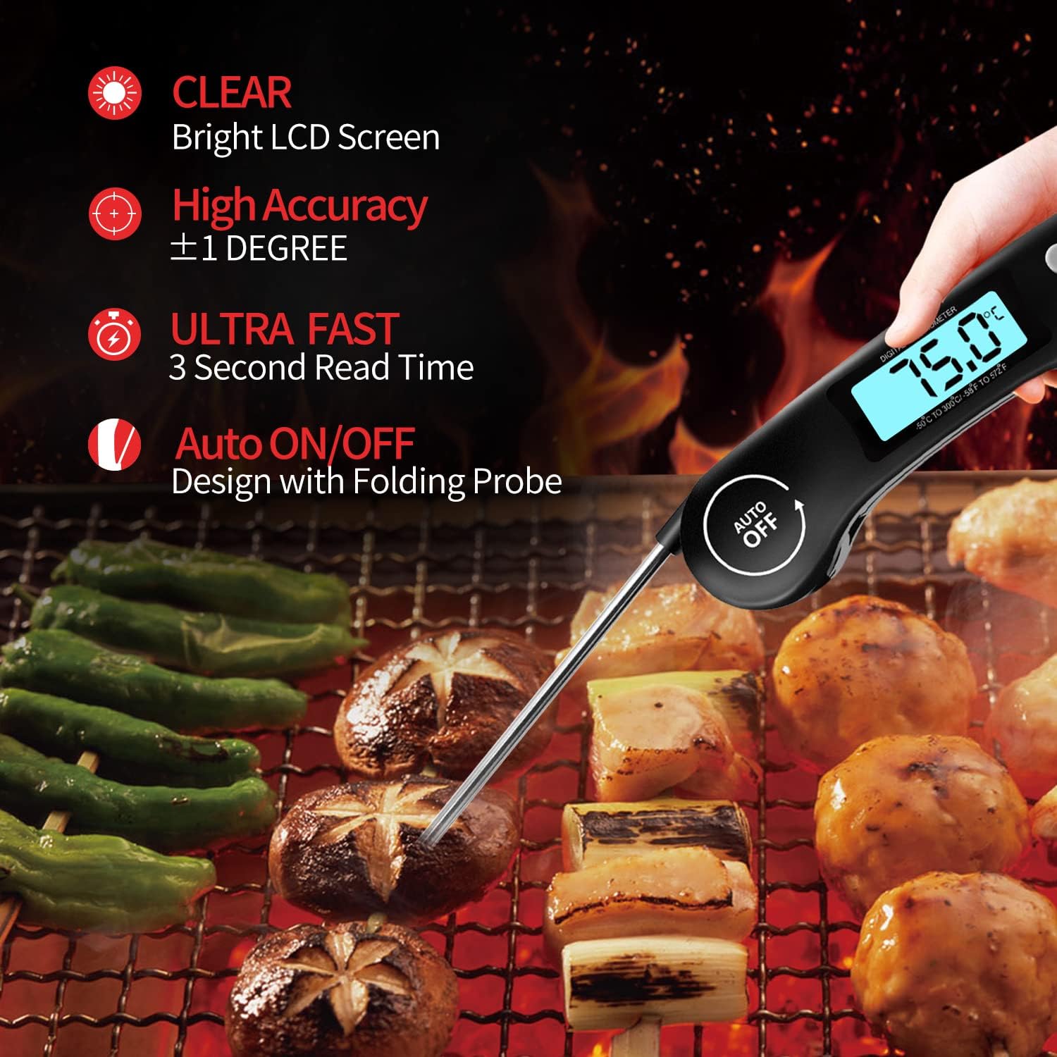 Detalle 2 de DOQAUS Digital Meat Thermometer 4.5in probe