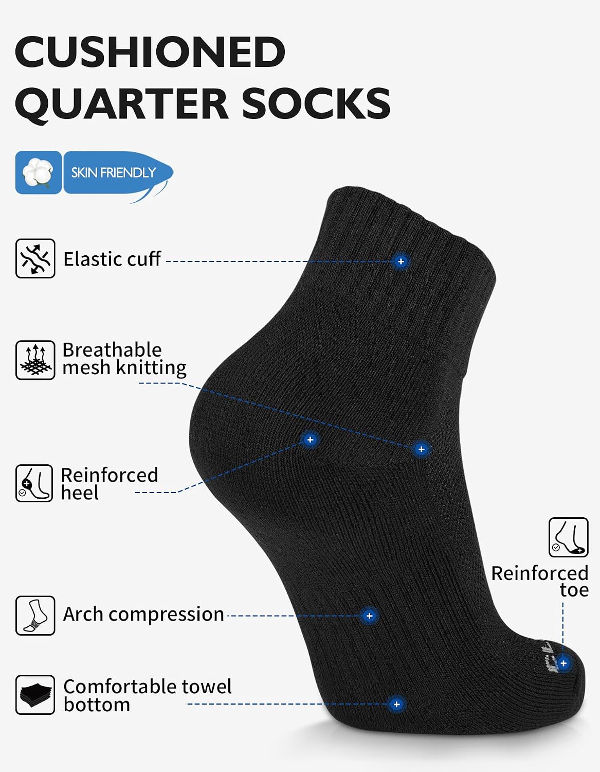 Thumbnail 2 de CLOSEMATE sports quarter socks 6 pairs