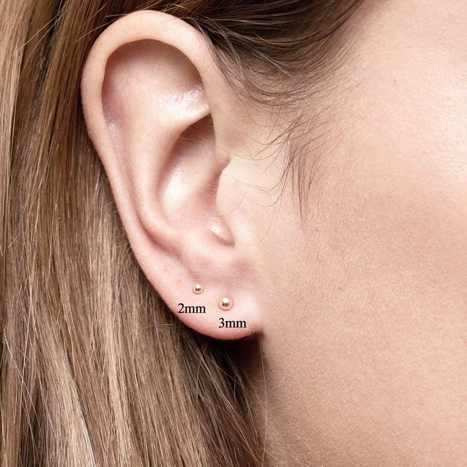 Thumbnail 4 de CERSLIMO 3 Pairs Sterling Silver Stud Earrings – 2mm, 3mm & 4mm Tiny Round Cubic Zirconia