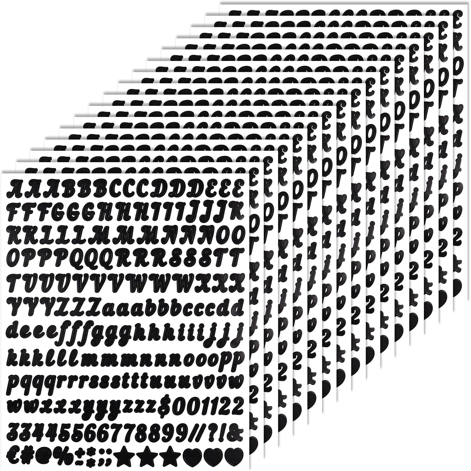 BINLINHONGO Alphabet and Number Stickers, 1/2 Inch