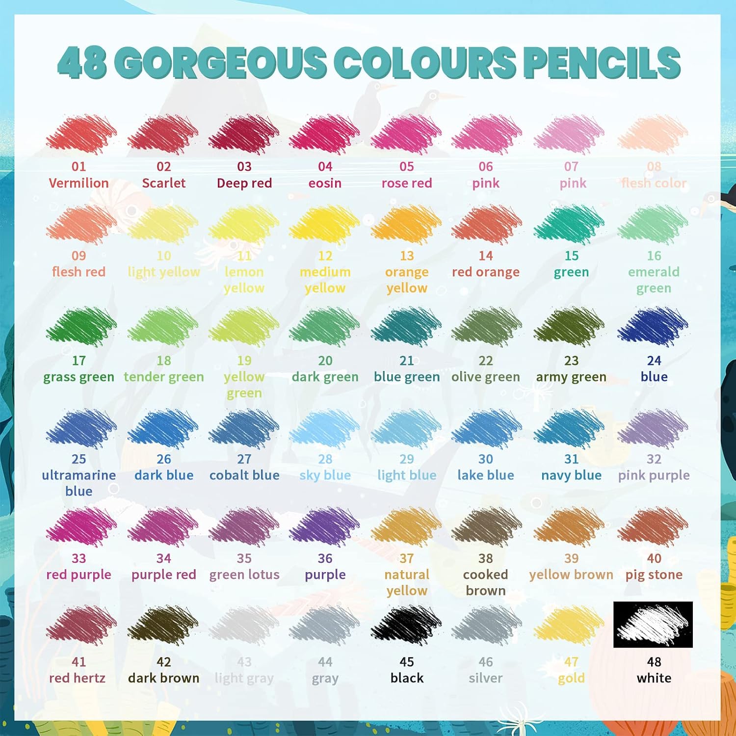 Thumbnail 4 de Koilox 48 Colours Oil-Based Erasable Pencils