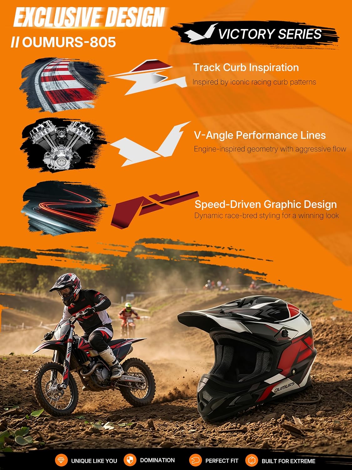 Thumbnail 5 de OUMURS DOT Adult M Helmet with Visor
