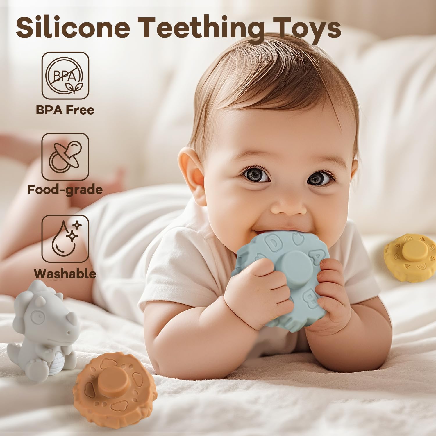 Thumbnail 4 de Yrkidstoi Stacking & Nesting Baby Toy: 7‑Piece Soft Ring Stacker with Dinosaur