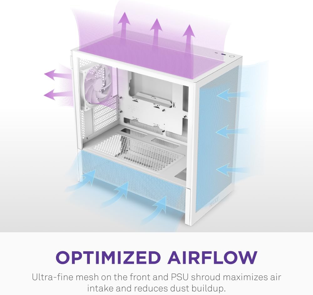 Detalle de NZXT H3 Flow CC-H31FW-01 Micro-ATXケース ホワイト、メッシュ構造・フルサイズGPU対応
