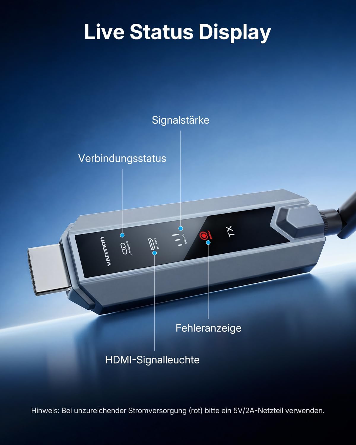 Thumbnail 3 de VENTION Wireless HDMI Set: 1 Sender + 2 Empfänger – 120 m Reichweite, 4K Dekodierung, Plug & Play