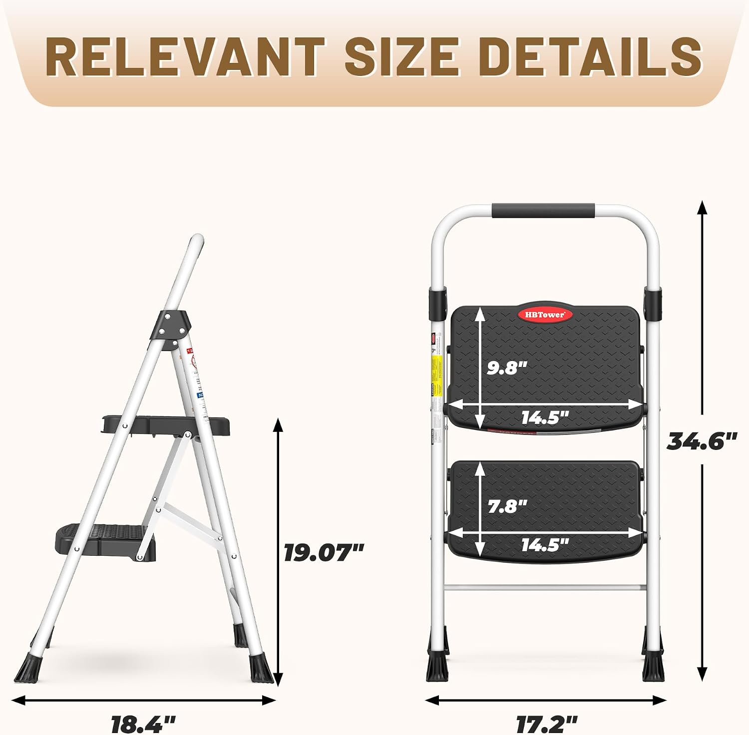 Detalle 2 de HBTower 2-Step Ladder, 330 lb Capacity