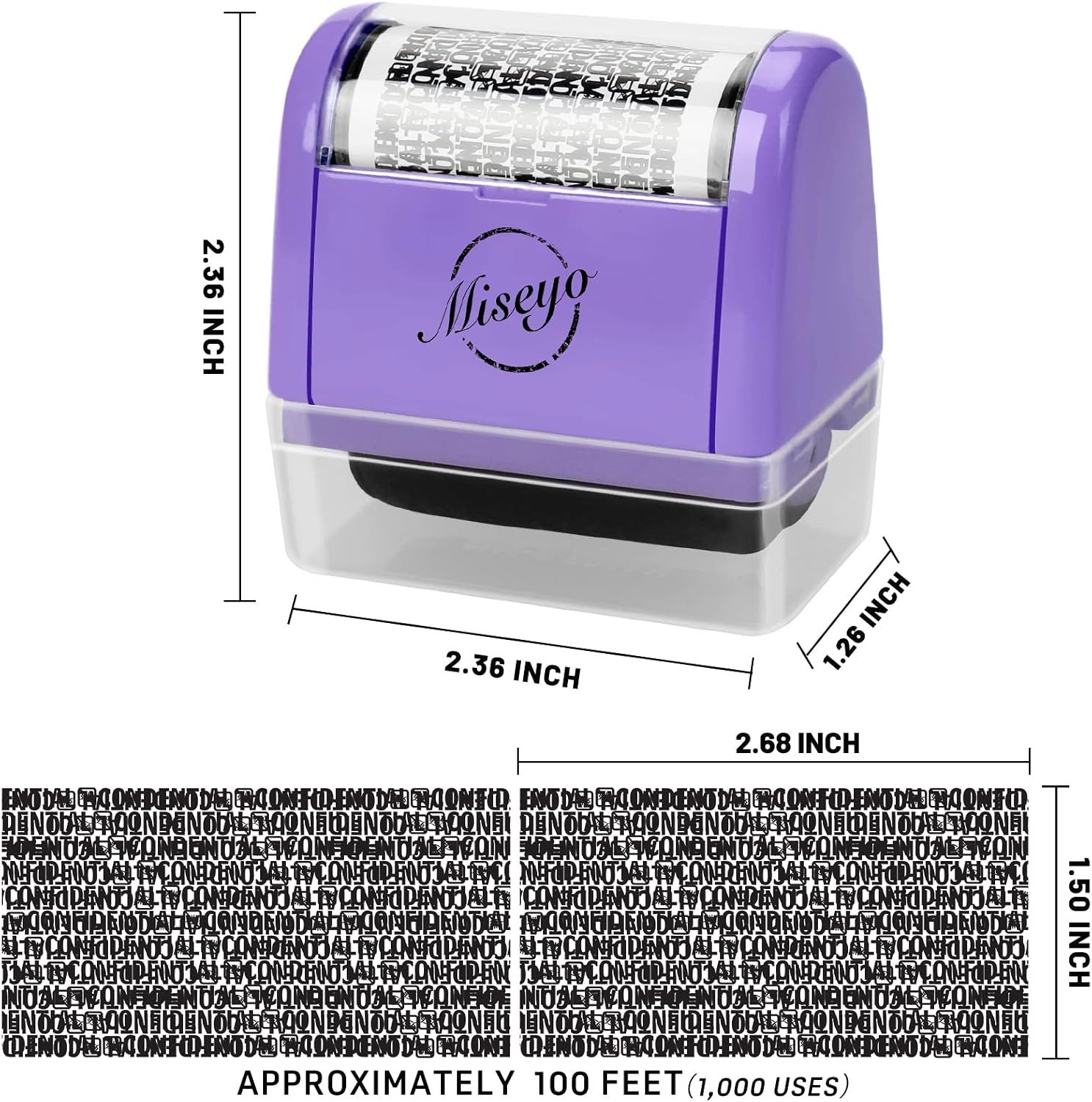 Detalle 2 de Miseyo Wide Identity Theft Roller Stamp 1.5in