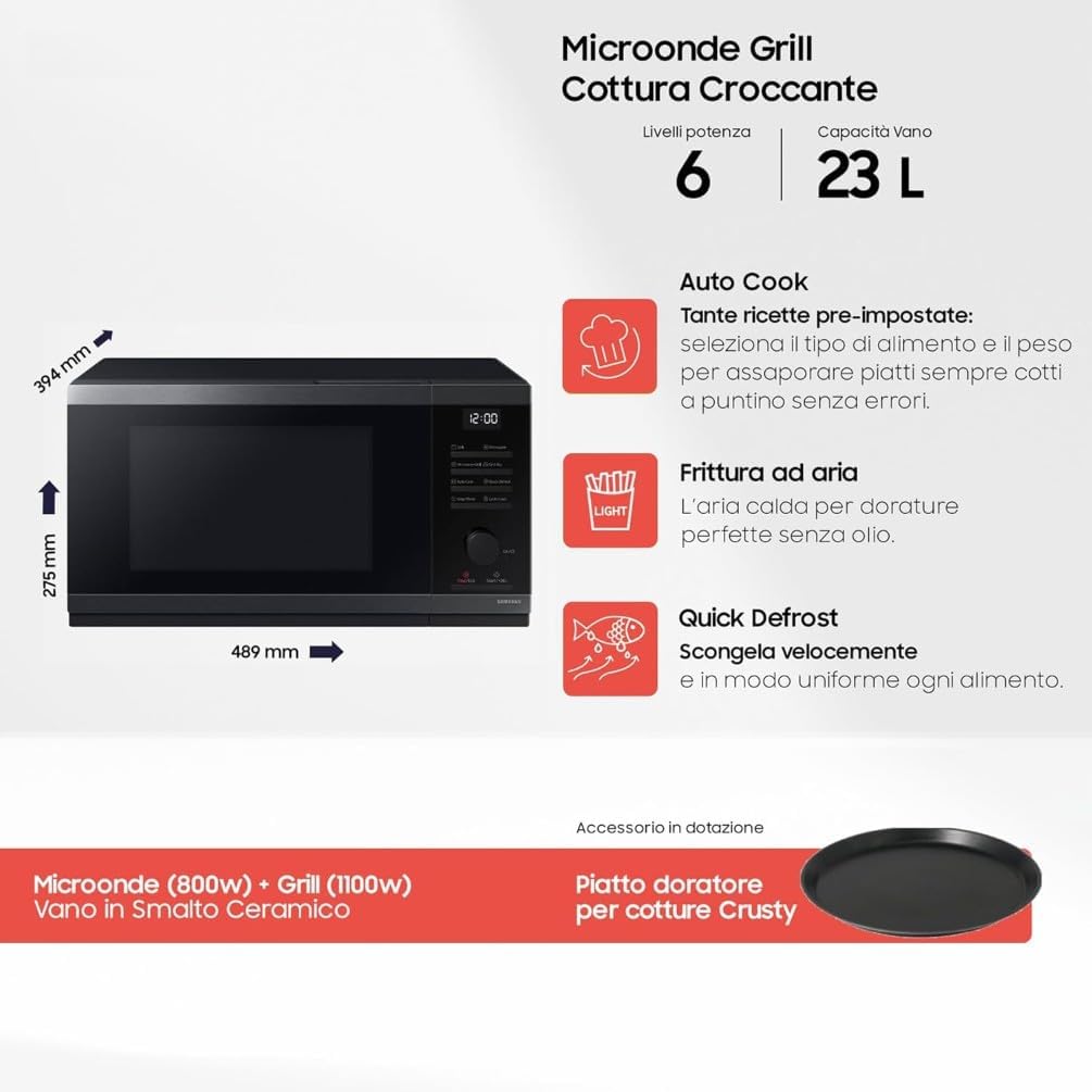 Detalle de Samsung MG23DG4524CGE1 Forno a Microonde con Cottura Croccante (23 L)