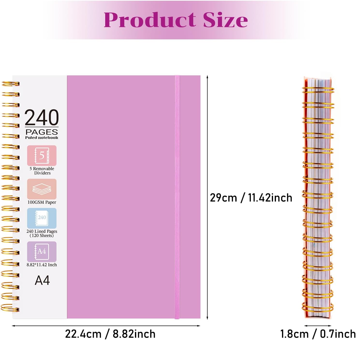 Thumbnail 1 de MOFELON A4 Notebook with 5 Dividers – Purple, 240 Pages, 100gsm, PVC Cover