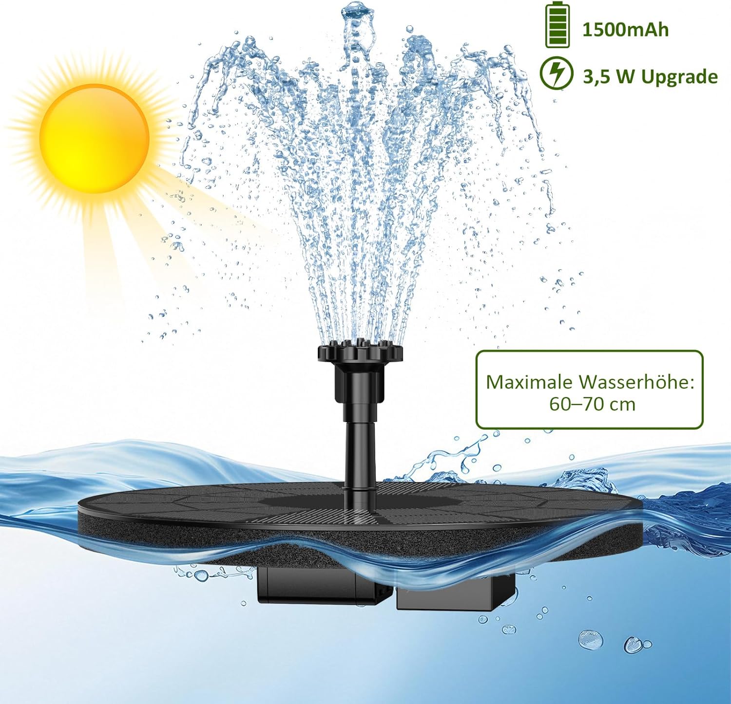 Thumbnail 5 de AISITIN 3,5W Solar Springbrunnen 3,5W 🌊