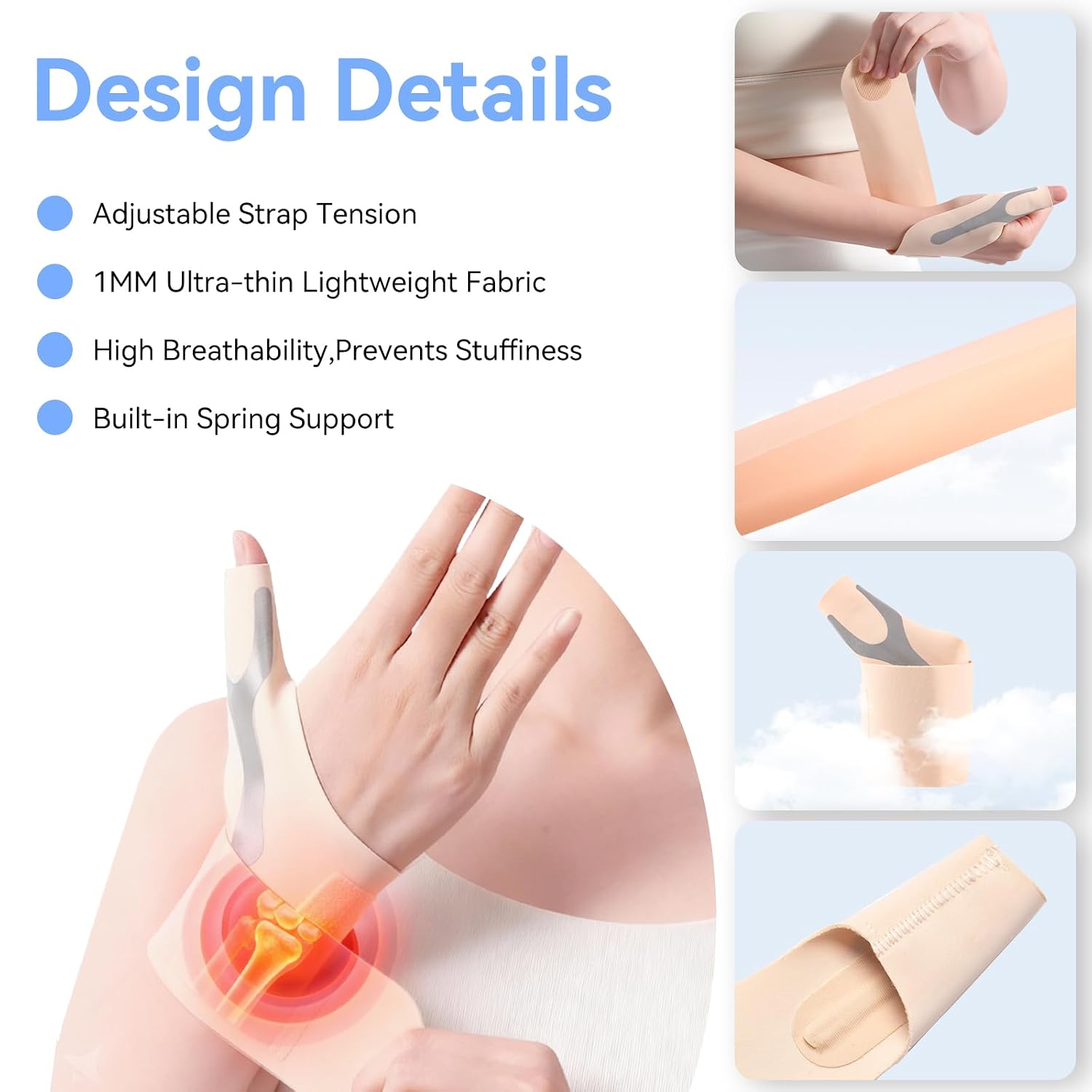 Detalle de Goldeer Ergonomic Thumb Support (2 Pack) for Arthritis – Lightweight, Breathable Adjustable Thumb Brace