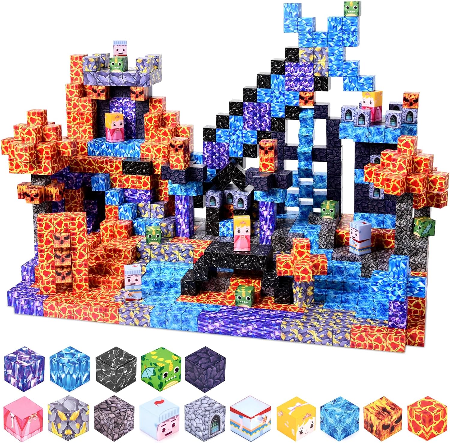 Detalle de YIHANG 100 PCS Magnetic Blocks – Dark Castle & Sword Set