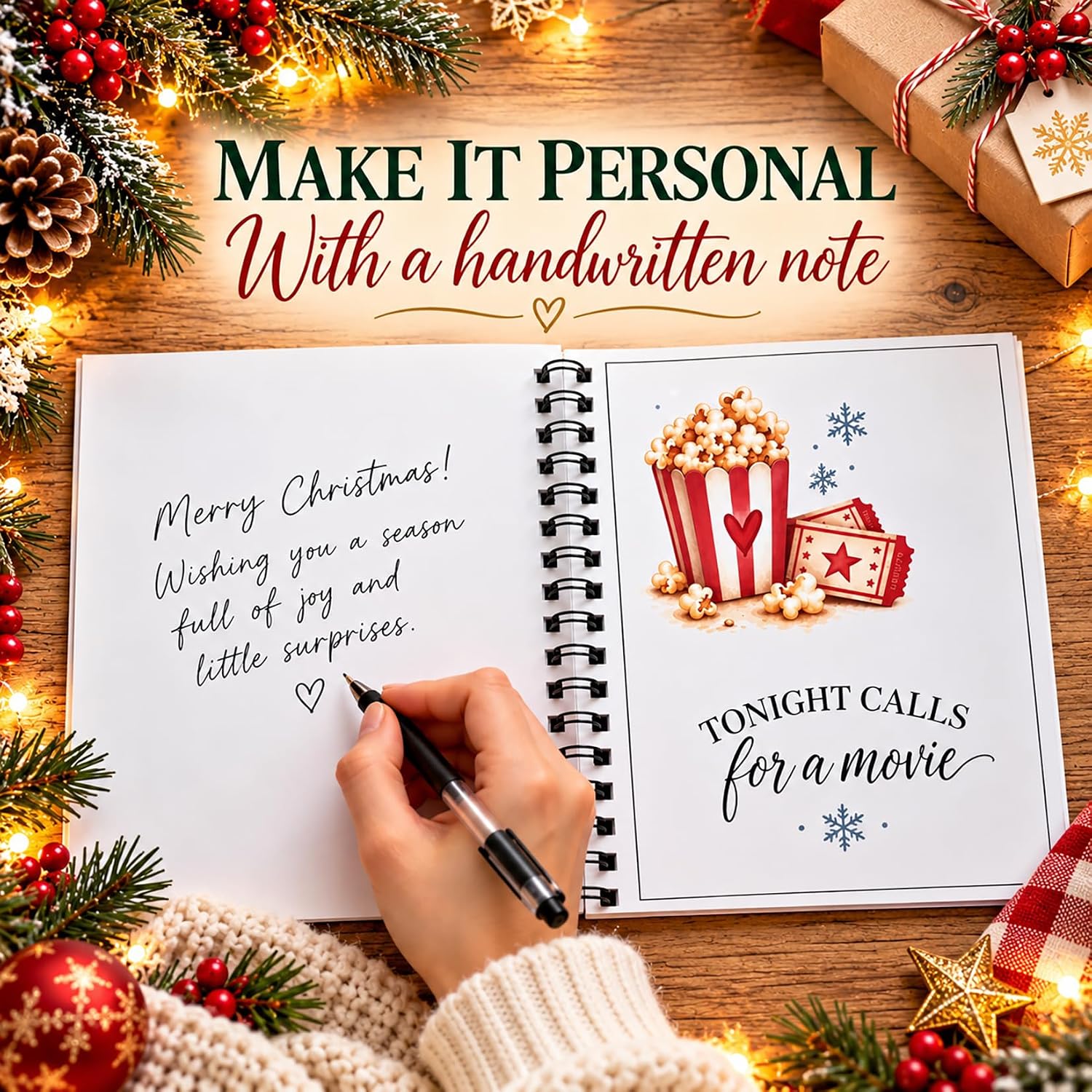 Detalle 2 de AZHAIBUQI Christmas Gift Card Book, 5x7-Inch Spiral-Bound Booklet, 10 Festive Designs