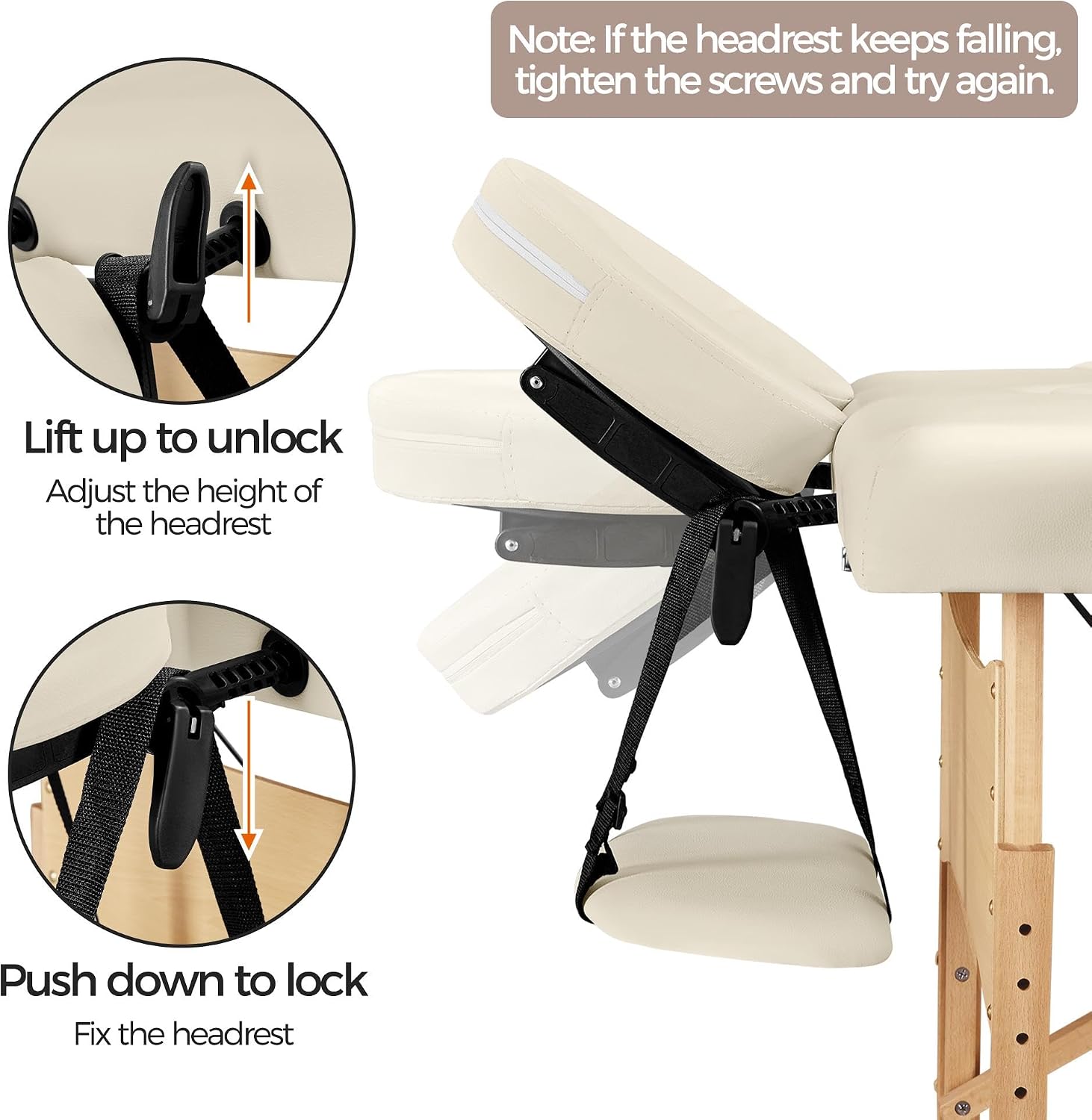 Detalle de Yaheetech YTauet0001001 Folding Massage Table, 28-Inch Wide, Height-Adjustable