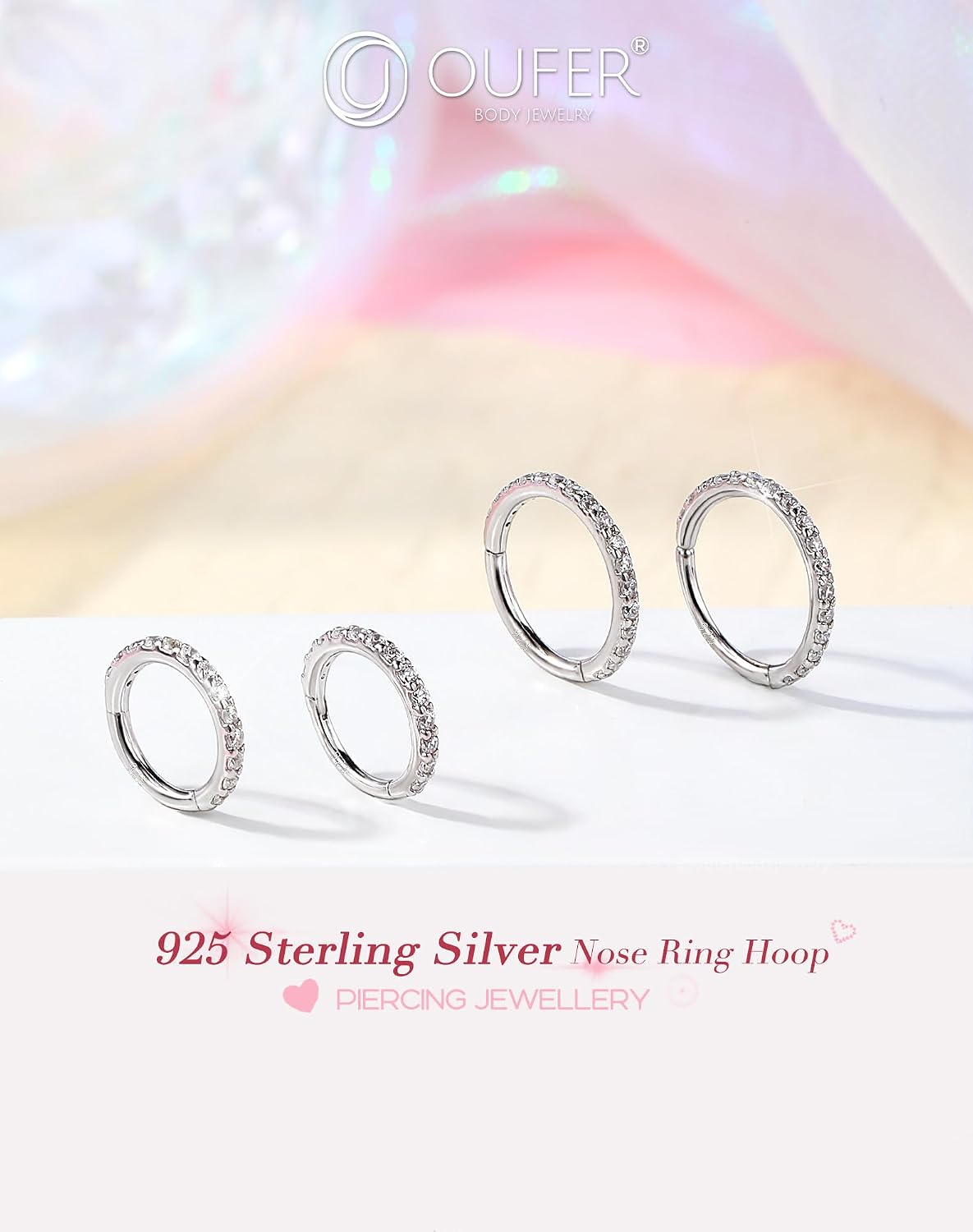 Detalle de OUFER 20G Piercing Naso Argento 925 Anello Naso CZ