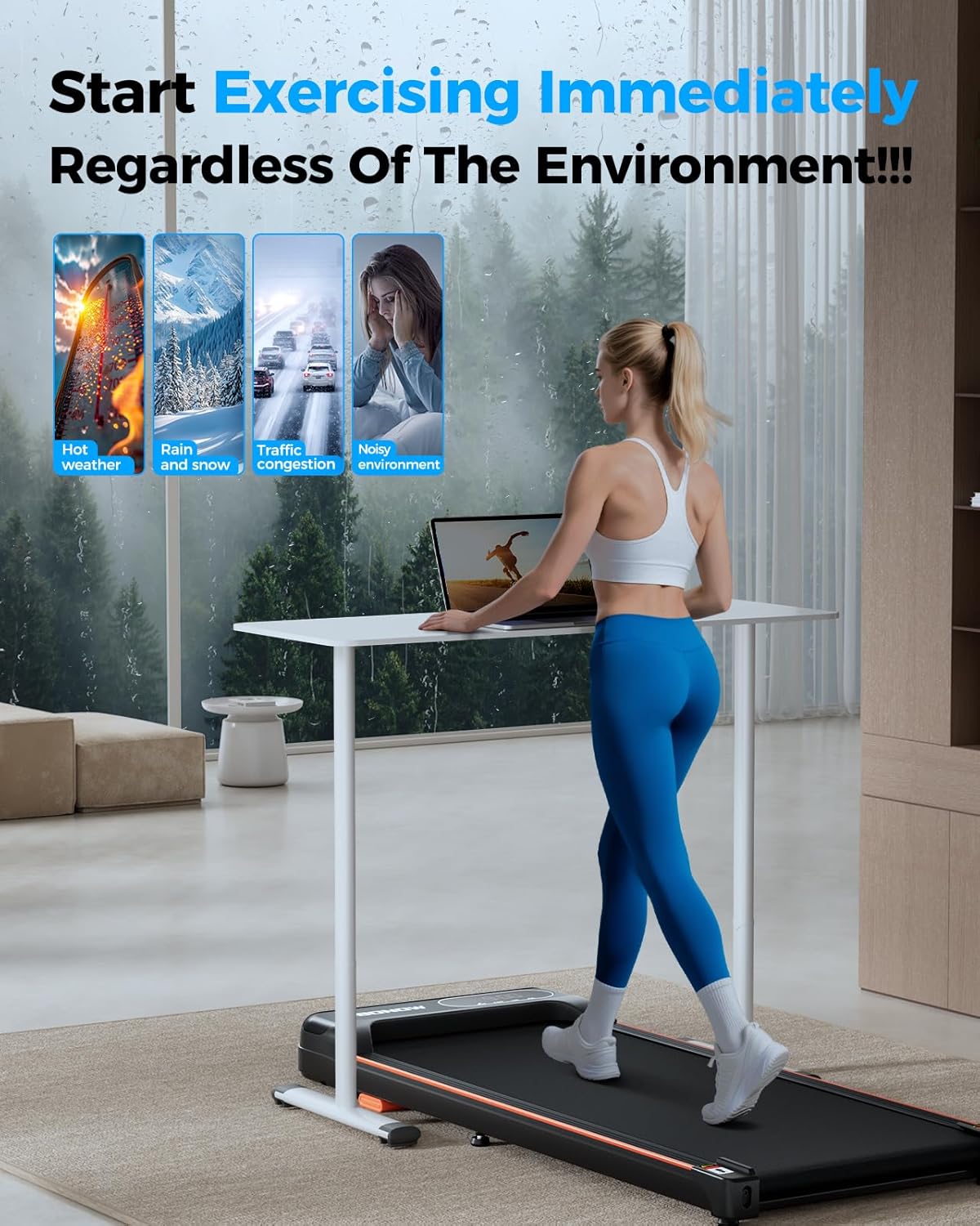 Detalle de Abonow Walking Pad with Incline under-desk treadmill (1–6 km/h, up to 8% incline)