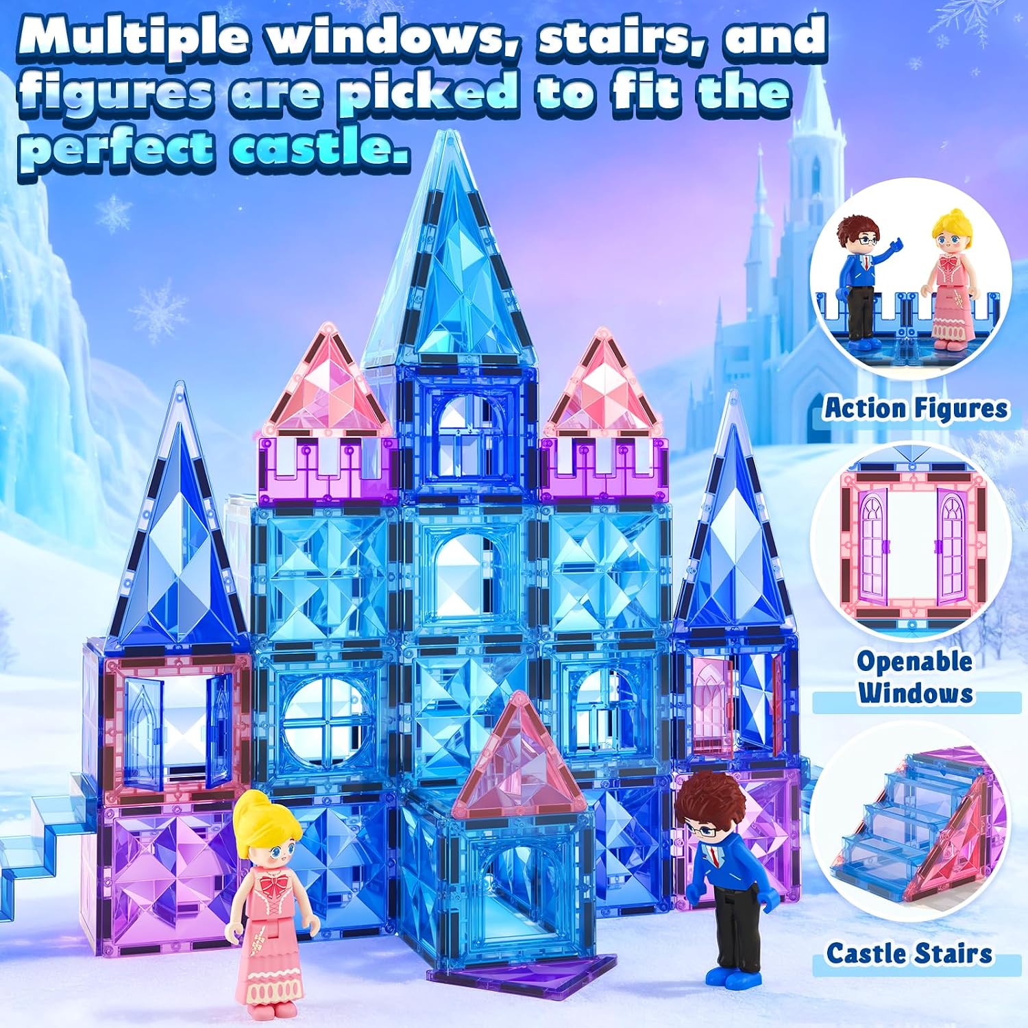 Detalle 2 de Soyee Magnetic Tiles 102pcs magnetic building set 🧩