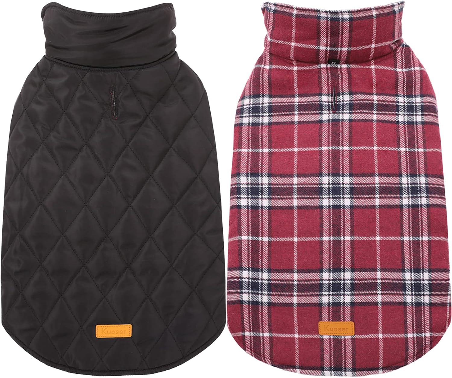 Detalle de Kuoser Kuoser-92972-Red-L Waterproof Reversible Dog Coat with Fleece Lining