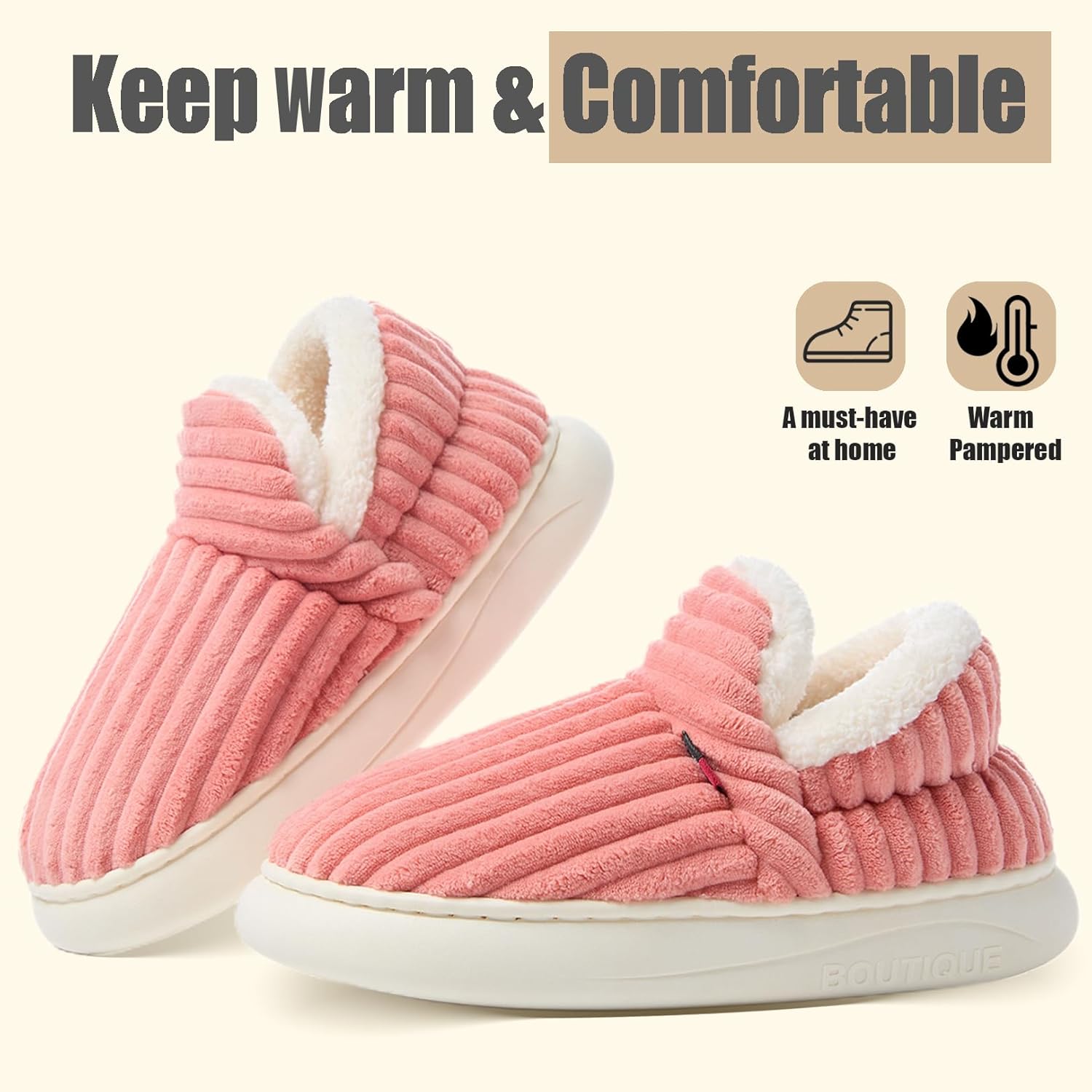 Thumbnail 4 de Misolin Hausschuhe Damen Winter Pantoffeln