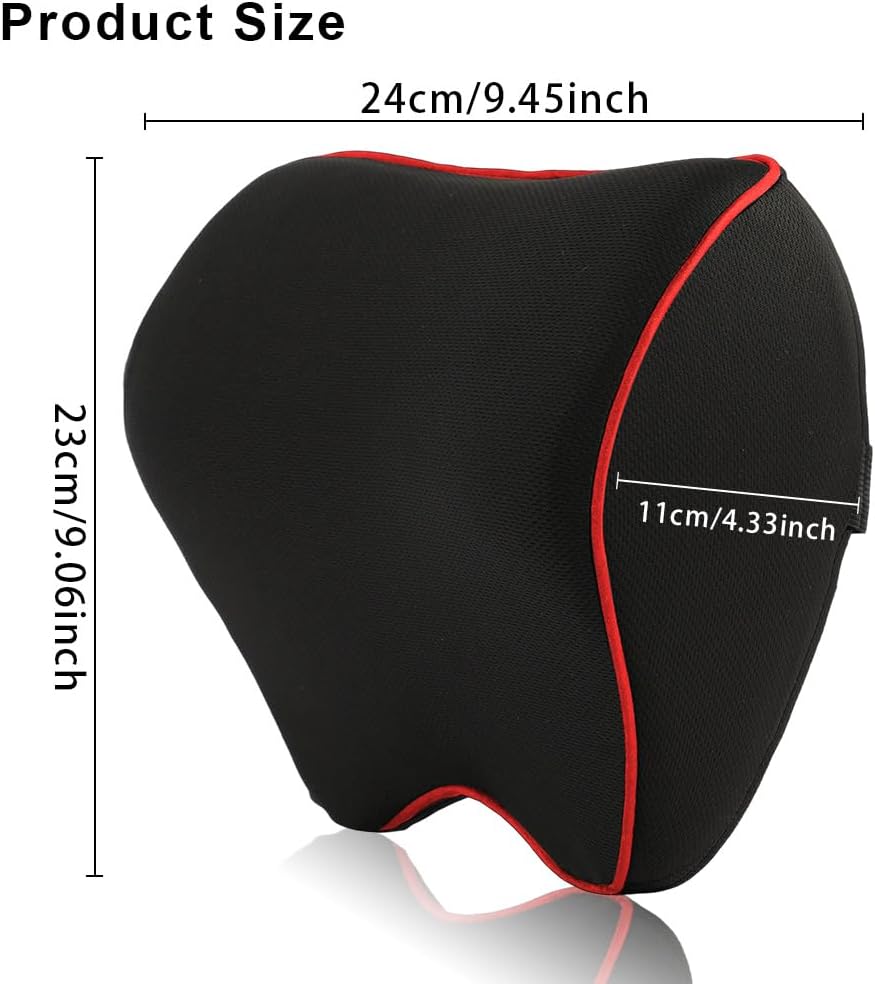 Detalle de Alaoo coussin appuie-tête de voiture à mémoire de forme, sangles réglables (1 pièce) – noir