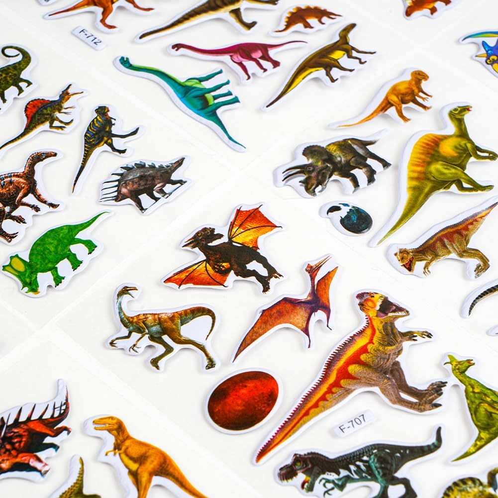 Detalle de Vicloon 3D Stickers for Kids (12pcs) – Puffy Dinosaur Rewards for Primary School, Crafts & Notebooks