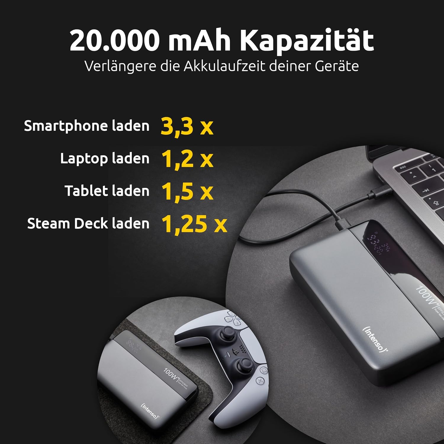 Detalle 2 de Intenso HE20000 – powerbank 20 000 mAh z Power Delivery 100 W