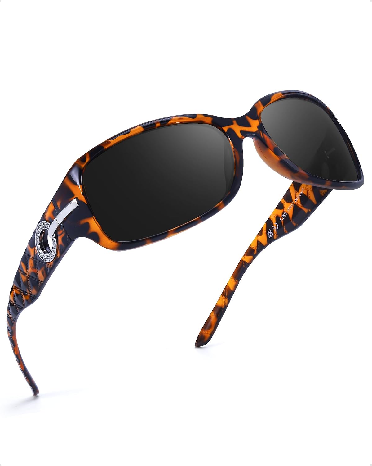 Detalle de LVIOE Retro Polarized Sunglasses for Women with Crystal Rhinestones – UV400 Wraparound Shades