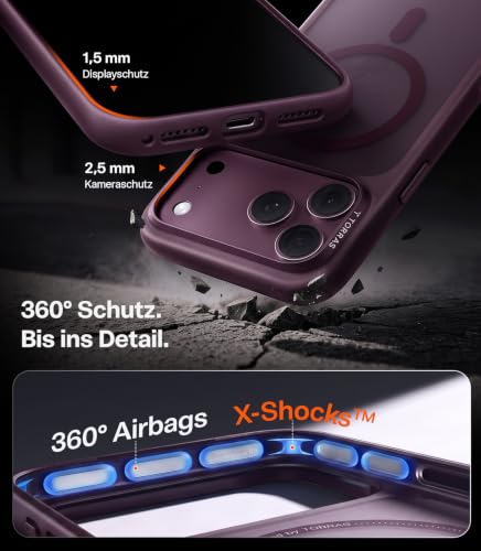 Detalle 2 de TORRAS Guardian-Mag für iPhone 18 Pro Max Hülle MagSafe Case, Burgunder