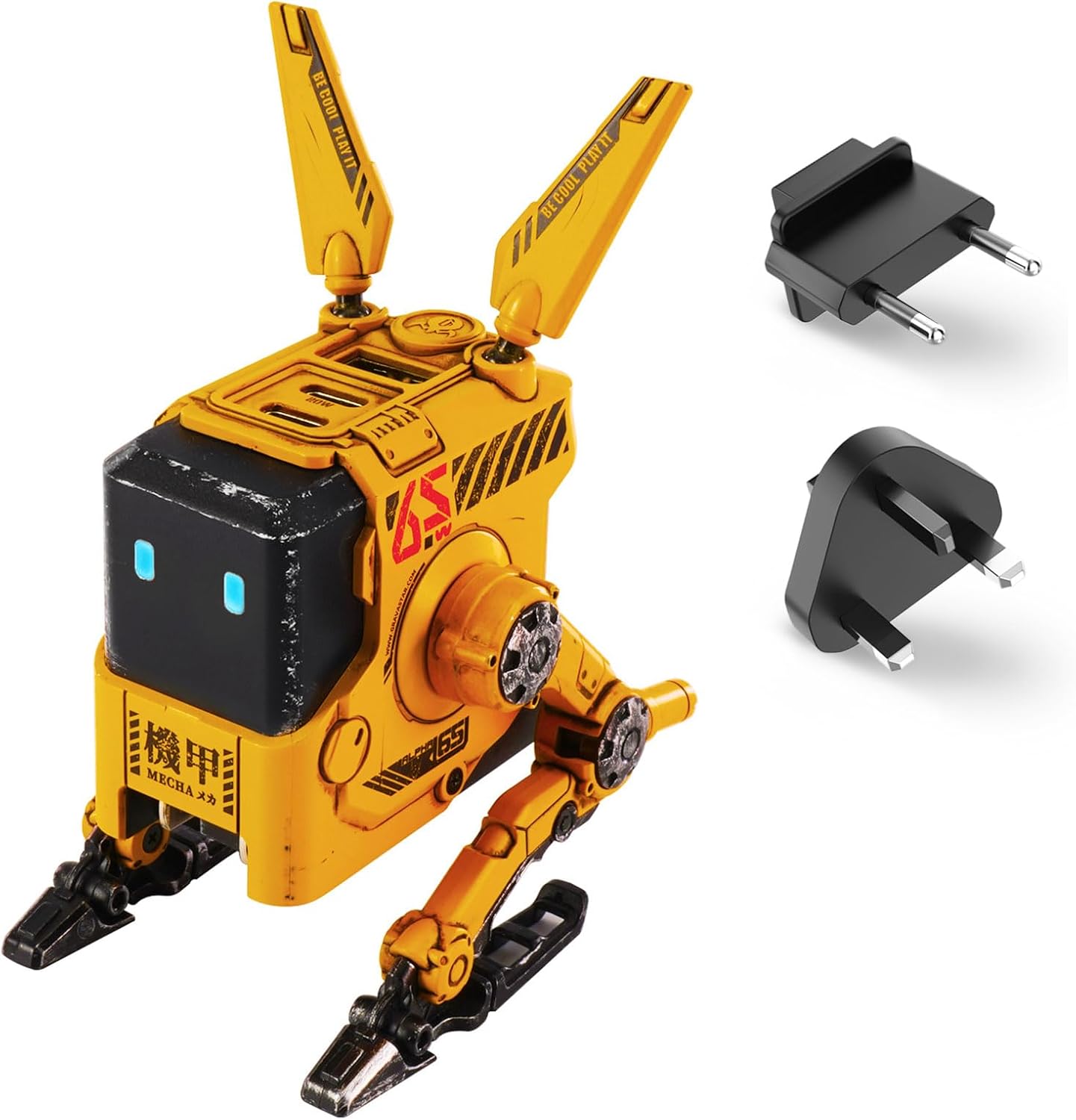 Detalle de GravaStar Alpha65 GaN USB-C Ladegerät 65W – futuristisches Mecha-Design, 3 Ports